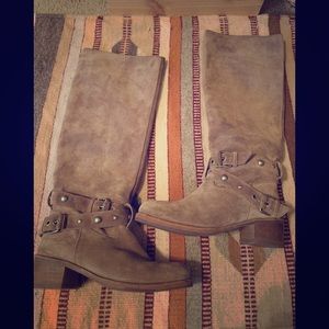 Tall tan suede boots